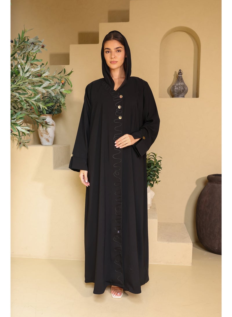 IKKXA Celestial Serpentine-Wave Black Abaya - Image 1